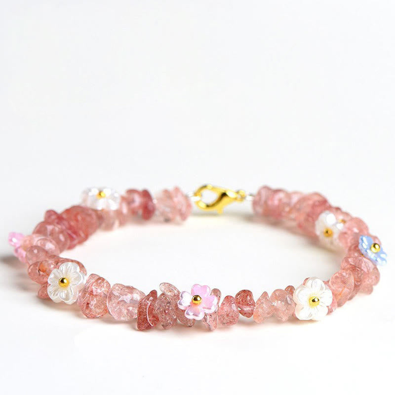 Buddha Stones Bracciale Serenity con Acquamarina Naturale, Peridoto, Quarzo Fragola e Vari Cristalli - Quarzo fragola (Circonferenza del polso: 14-15 cm) - image 35