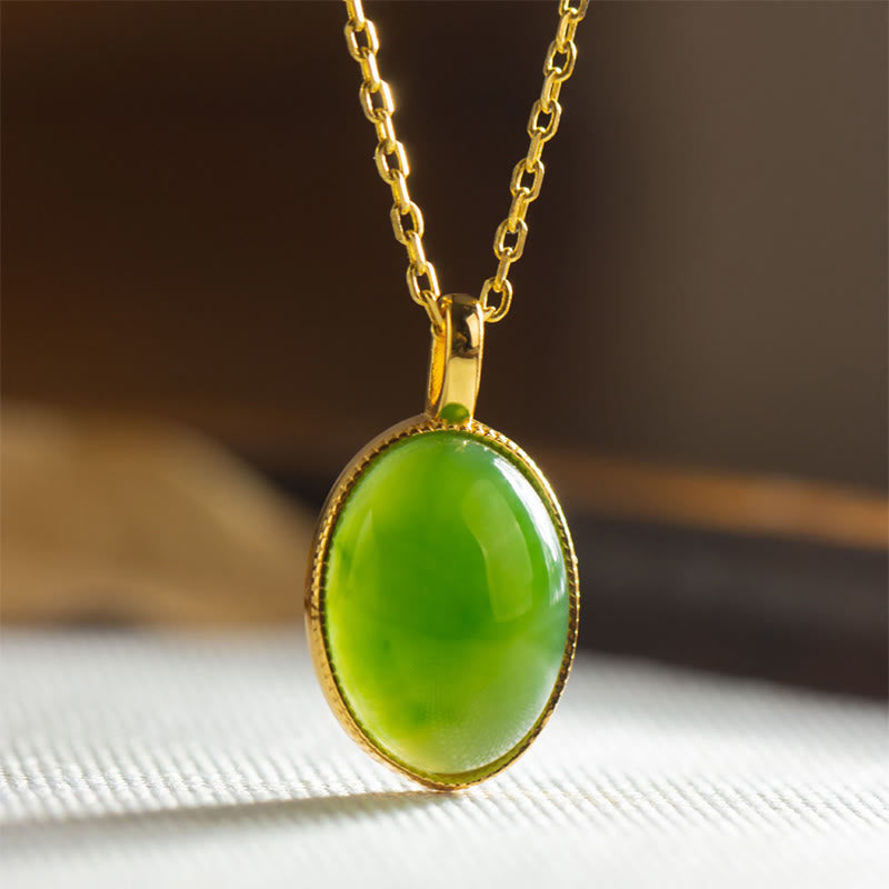 Buddha Stones Collana con ciondolo rotondo in argento sterling 925 con giada Hetian naturale, portafortuna e simbolo di prosperità. - image 1