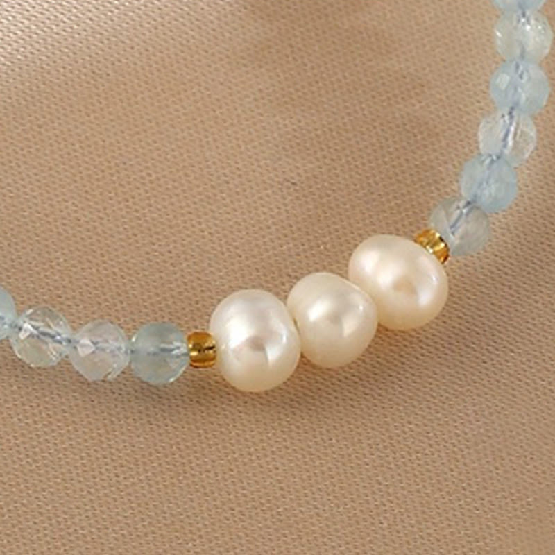 Buddha Stones Bracciale Serenity con perle sottili di acquamarina naturale da 4 mm. - image 12