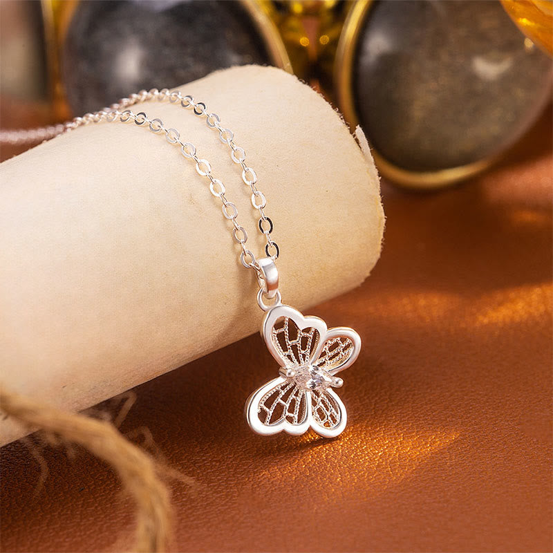 Buddha Stones Collana con ciondolo a forma di farfalla in argento sterling 999 con protezione - image 2