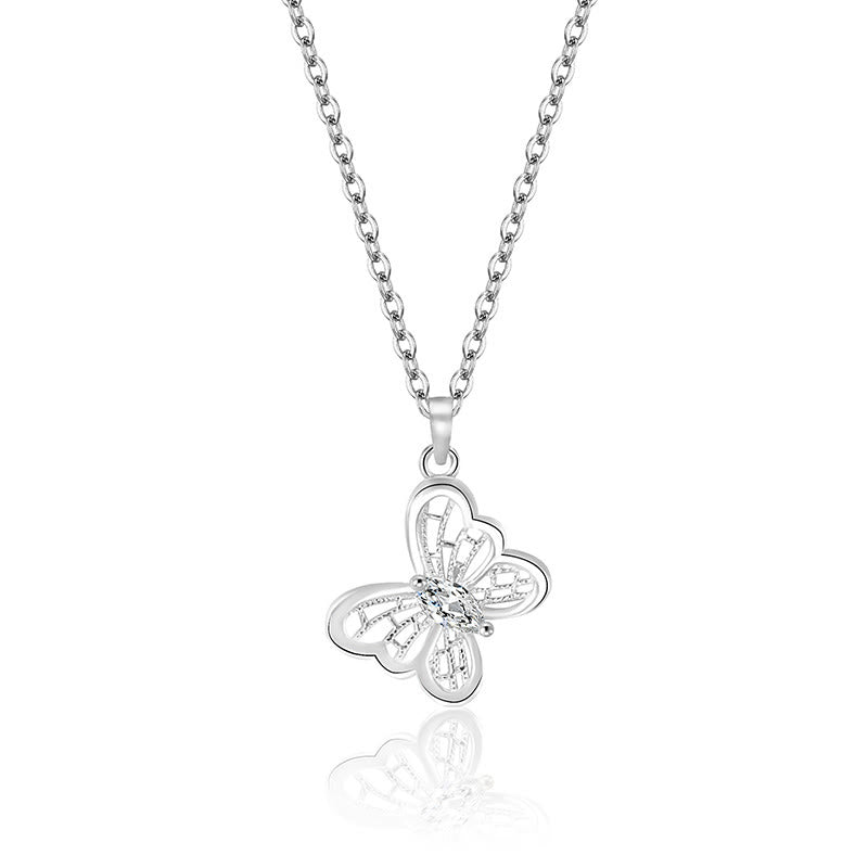 Buddha Stones Collana con ciondolo a forma di farfalla in argento sterling 999 con protezione - image 4