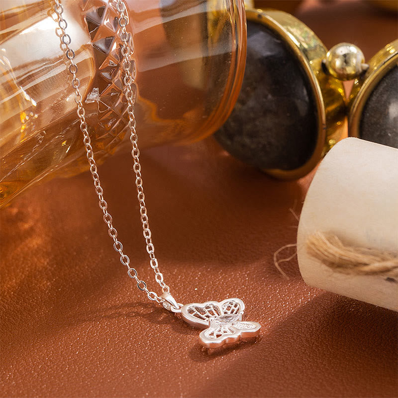 Buddha Stones Collana con ciondolo a forma di farfalla in argento sterling 999 con protezione - image 3