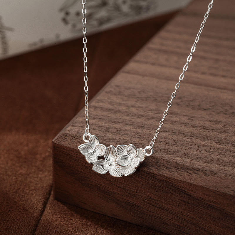 Buddha Stones Collana con ciondolo a forma di fiore in argento sterling 999 con benedizione - image 3
