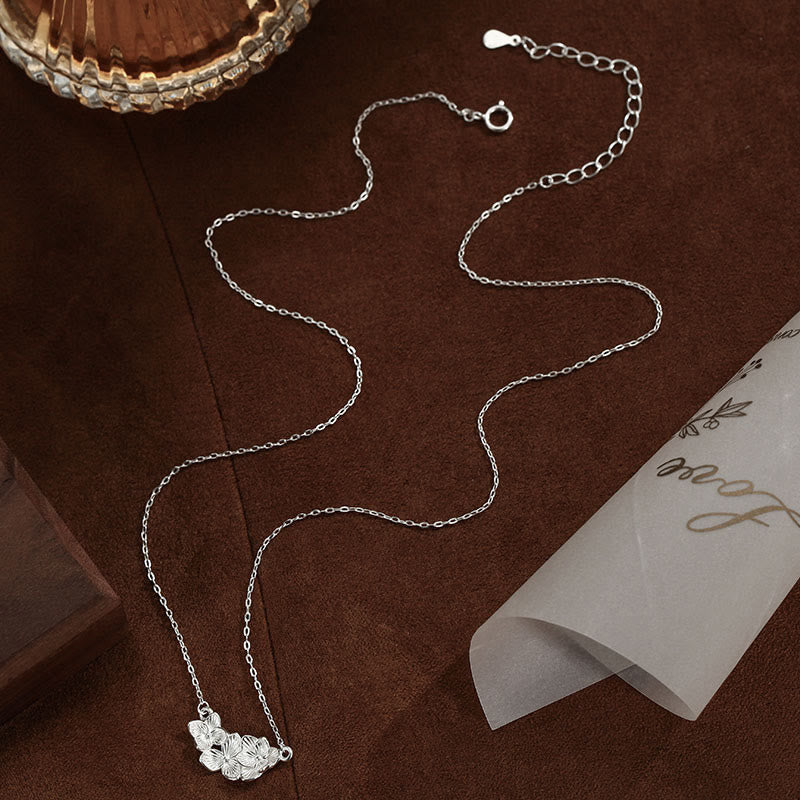 Buddha Stones Collana con ciondolo a forma di fiore in argento sterling 999 con benedizione - image 2