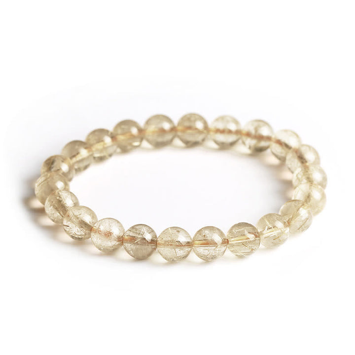 Braccialetto di protezione e buon auspicio in quarzo rutilato naturale Buddha Stones - image 9