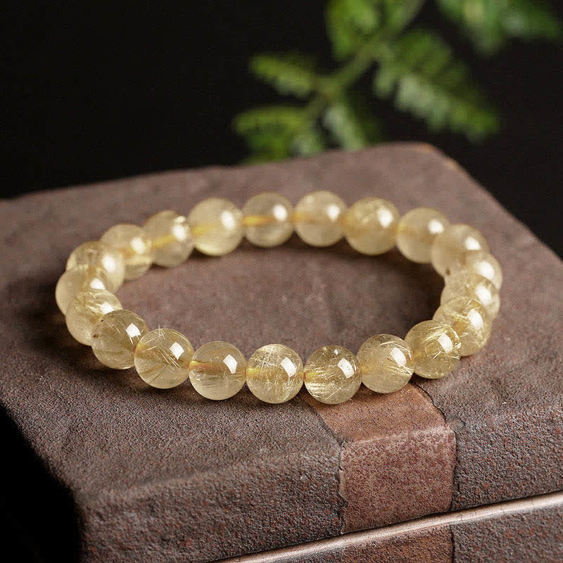 Braccialetto di protezione e buon auspicio in quarzo rutilato naturale Buddha Stones - image 6