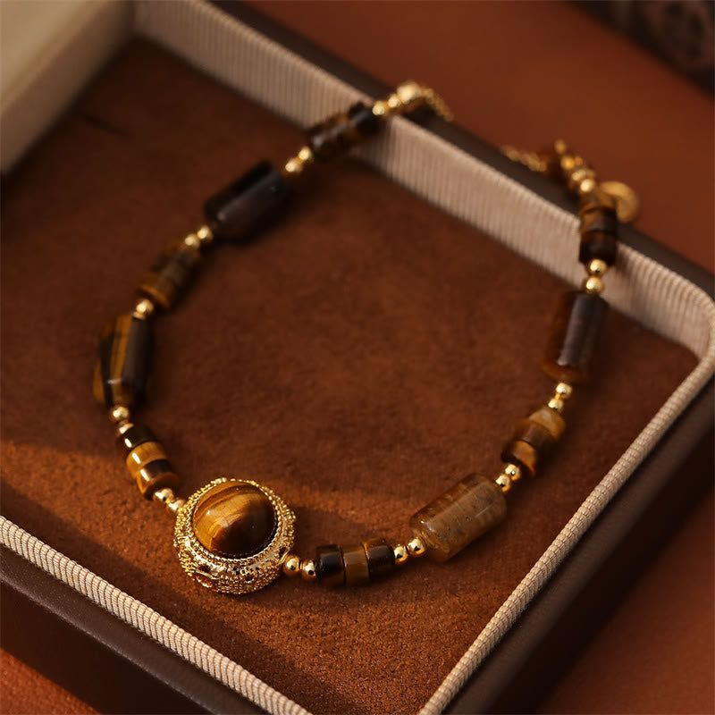 Buddha Stones Bracciale a catena rinforzata in occhio di tigre naturale per protezione e resistenza - image 2