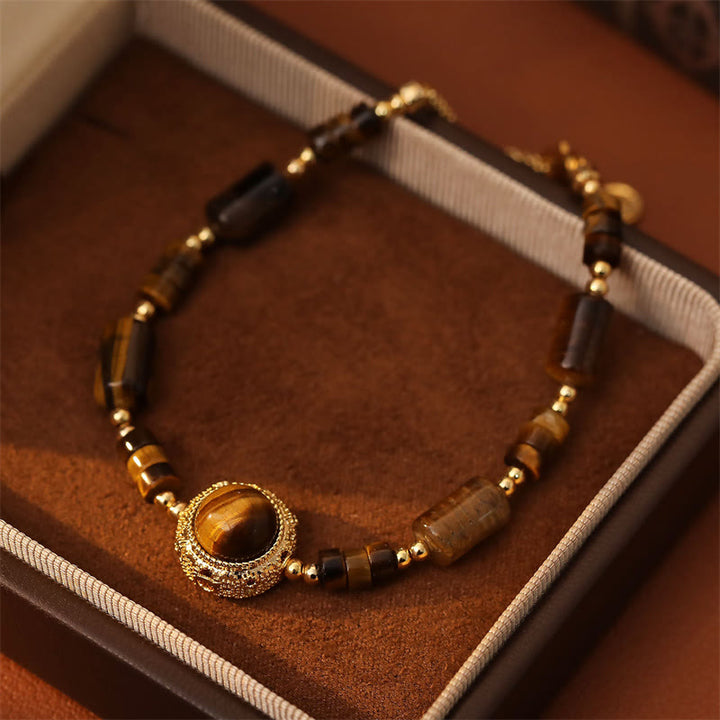 Buddha Stones Bracciale a catena rinforzata in occhio di tigre naturale per protezione e resistenza - image 2