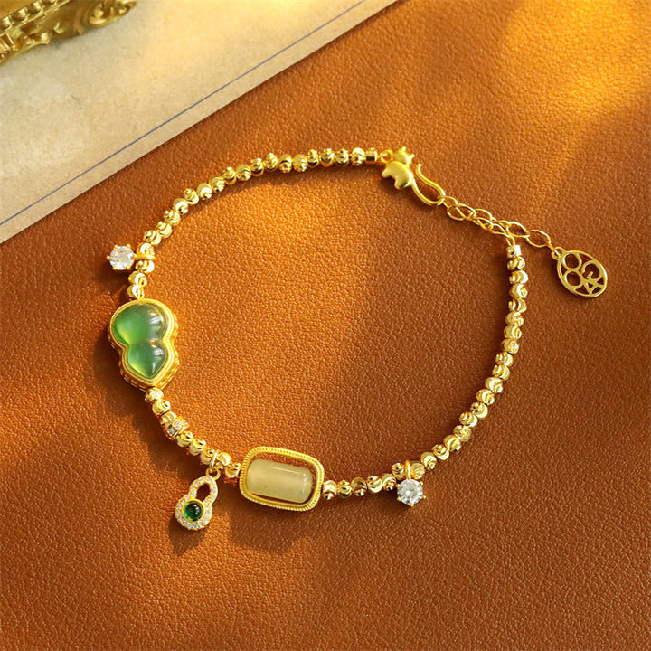 Buddha Stones Bracciale con catena di supporto in agata verde zucca, zirconi e perline di rame - image 2