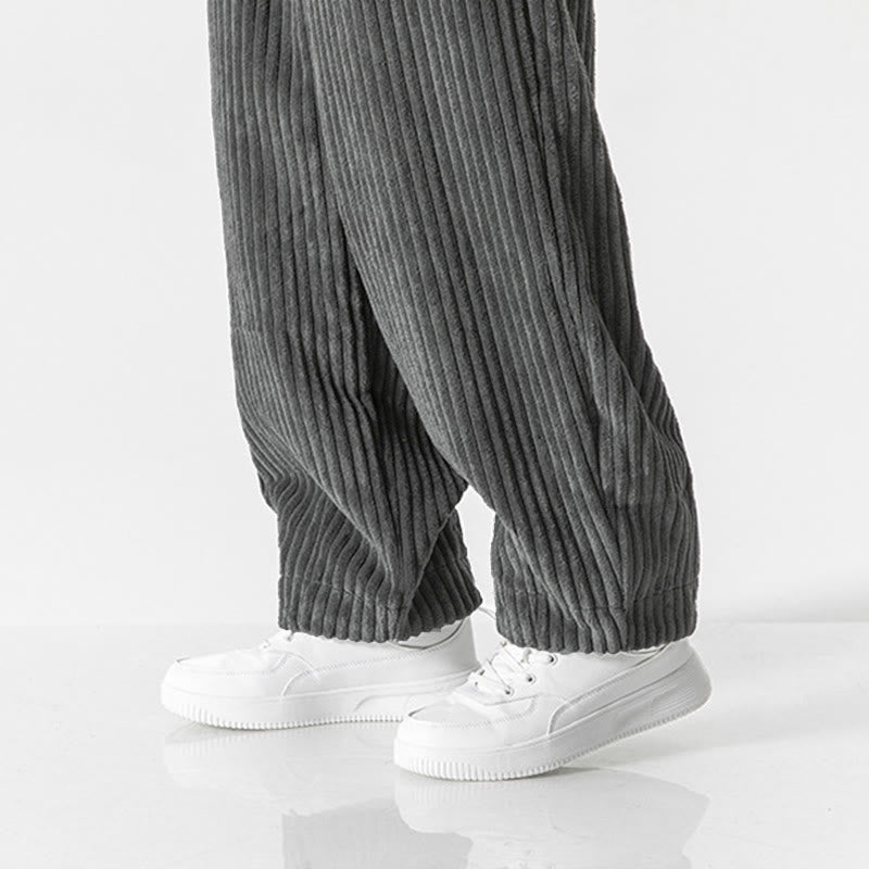 Pantaloni harem da uomo in velluto a coste con coulisse e tasche, stile retrò invernale, modello Buddha Stones - image 8