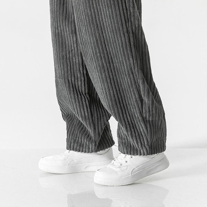 Pantaloni harem da uomo in velluto a coste con coulisse e tasche, stile retrò invernale, modello Buddha Stones - image 8