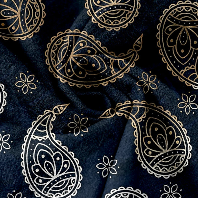 Buddha Stones Pantaloni da donna in puro cotone con elegante fantasia paisley, elastico in vita e tasche. - image 3