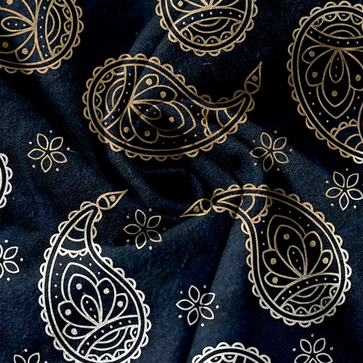 Buddha Stones Pantaloni da donna in puro cotone con elegante fantasia paisley, elastico in vita e tasche. - image 3