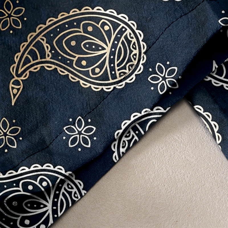 Buddha Stones Pantaloni da donna in puro cotone con elegante fantasia paisley, elastico in vita e tasche. - image 2