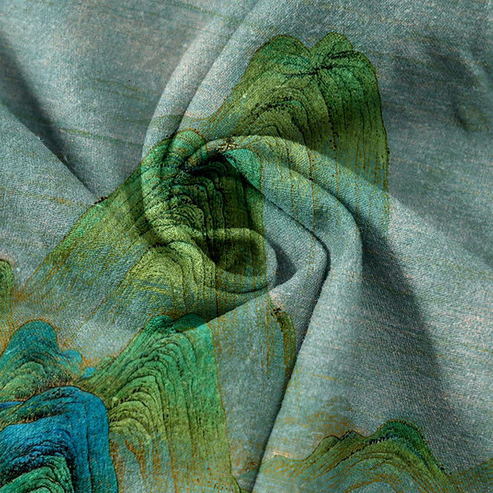 Buddha Stones Pantaloni da donna in puro cotone con elastico in vita e tasche, fantasia paesaggistica naturale. - image 3