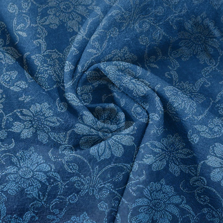 Buddha Stones Pantaloni da donna in puro cotone con elastico in vita e tasche, fantasia floreale retrò. - image 3