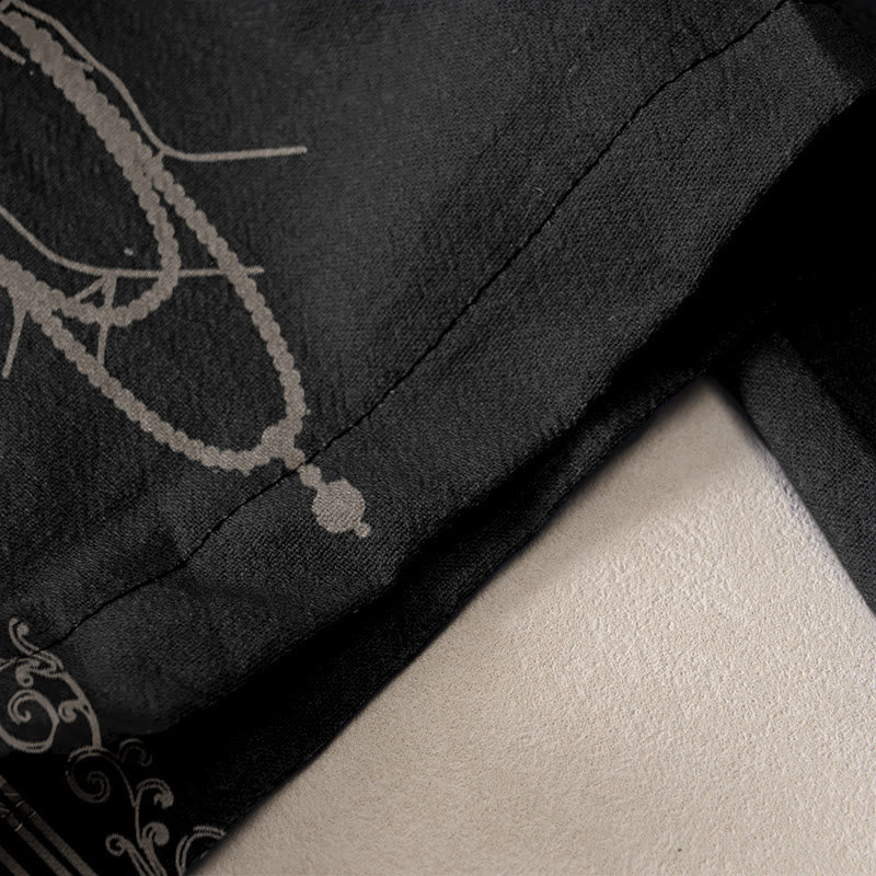 Buddha Stones Pantaloni da donna in cotone casual con elastico in vita e tasche, con stampa di fiori di loto, doppio Dorje Vajra Namaste Om e motivo a doppio Dorje. - image 2