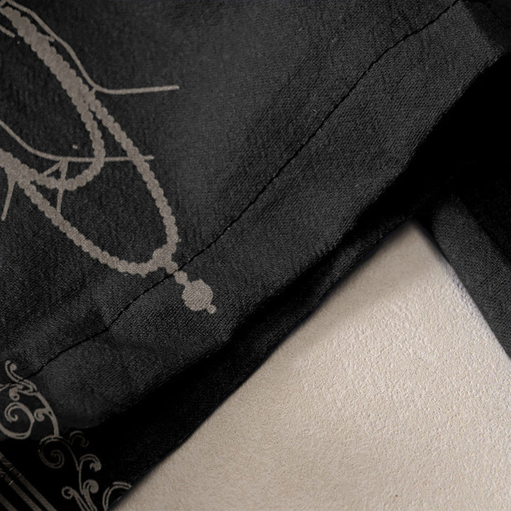 Buddha Stones Pantaloni da donna in cotone casual con elastico in vita e tasche, con stampa di fiori di loto, doppio Dorje Vajra Namaste Om e motivo a doppio Dorje. - image 2
