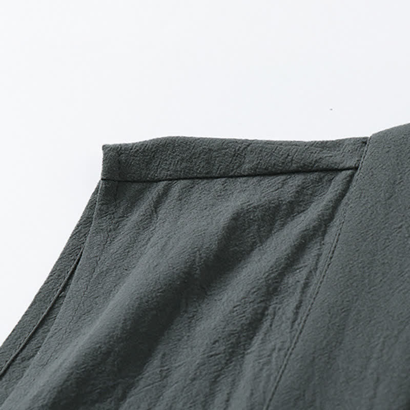 Buddha Stones Kimono da uomo senza maniche in cotone e lino, tinta unita, con apertura frontale, ideale per la primavera. - image 6