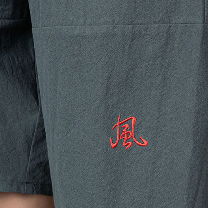 Buddha Stones Pantaloni harem da uomo in cotone e lino, lunghezza capri, con coulisse e tasche. - image 4