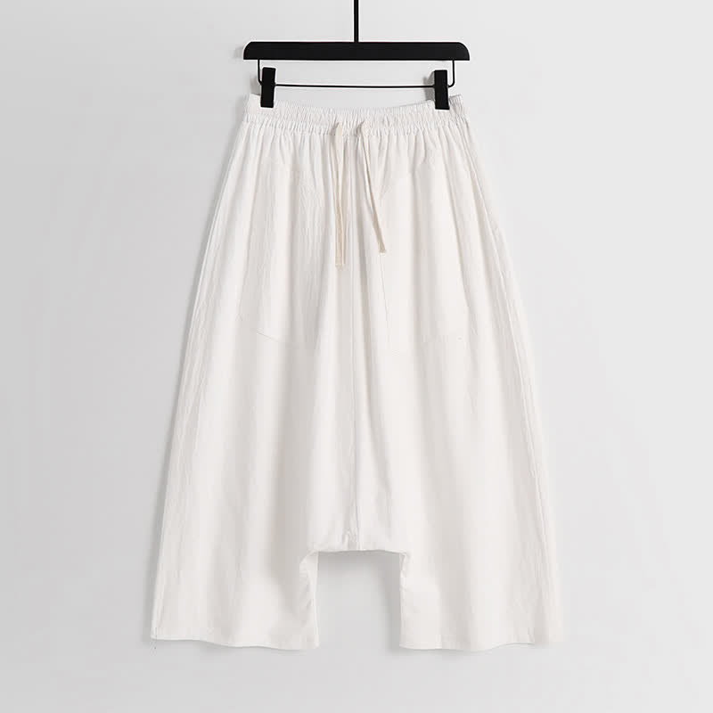 Buddha Stones Pantaloni harem da uomo in cotone e lino, modello a cavallo basso, lunghezza 7-8. - Bianco - US/UK/AU54, EU64 (9XL) - image 9