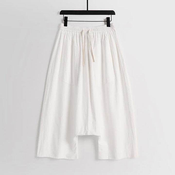 Buddha Stones Pantaloni harem da uomo in cotone e lino, modello a cavallo basso, lunghezza 7-8. - Bianco - US/UK/AU54, EU64 (9XL) - image 9