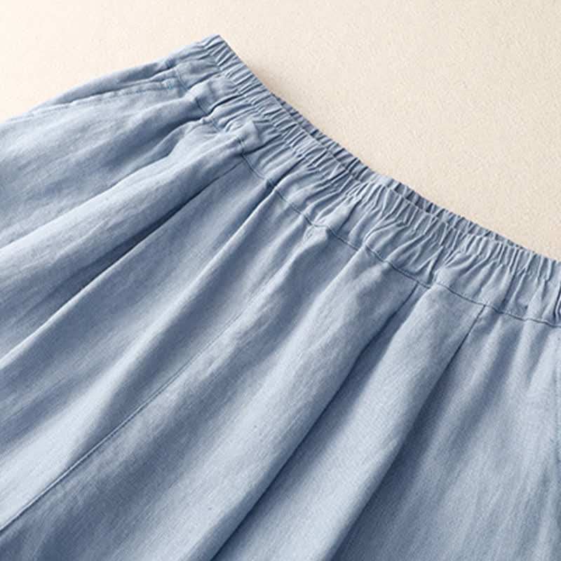 Buddha Stones Pantaloni estivi da donna a gamba corta, affusolati, con elastico in vita e polsini bicolore, in tinta unita, con tasche. - image 1