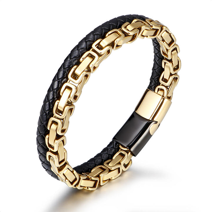 Buddha Stones Bracciale a maglie con doppio giro in pelle intrecciata e design a bilanciere. - image 7