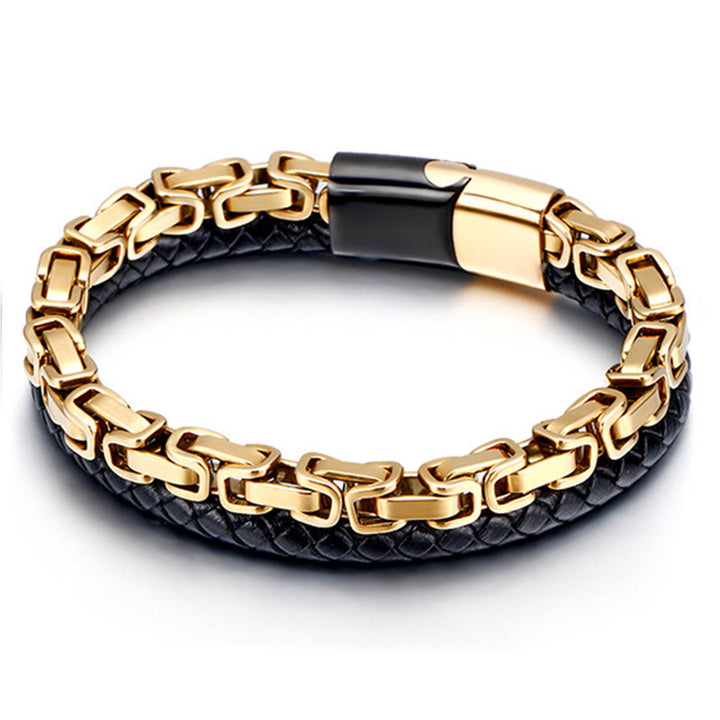 Buddha Stones Bracciale a maglie con doppio giro in pelle intrecciata e design a bilanciere. - image 6