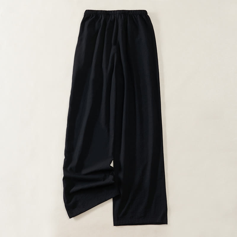 Buddha Stones Pantaloni da donna a gamba larga con coulisse e tasche, dal design semplice. - image 7