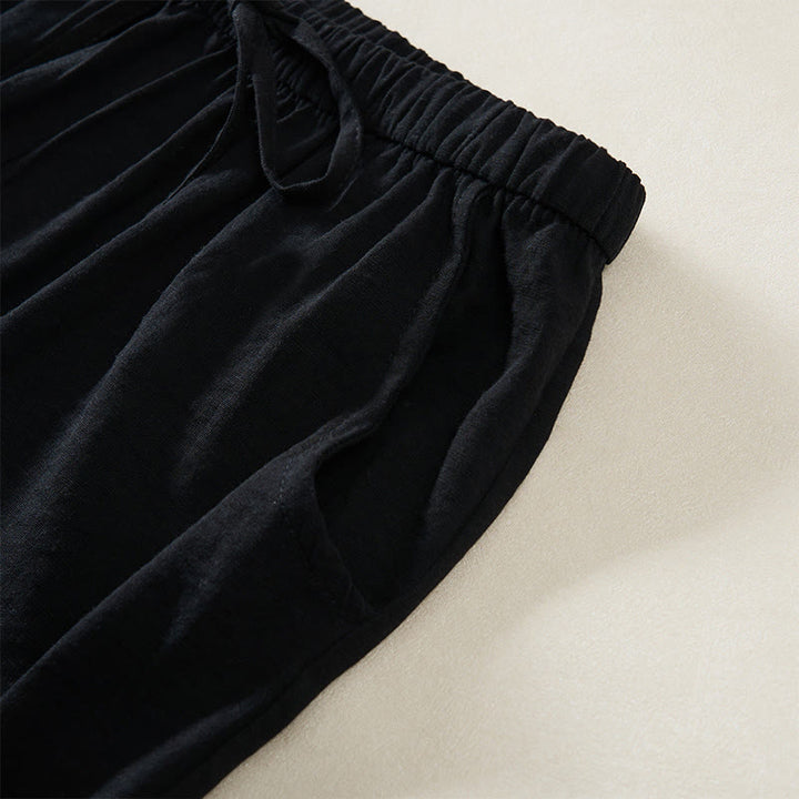 Buddha Stones Pantaloni da donna a gamba larga con coulisse e tasche, dal design semplice. - image 10
