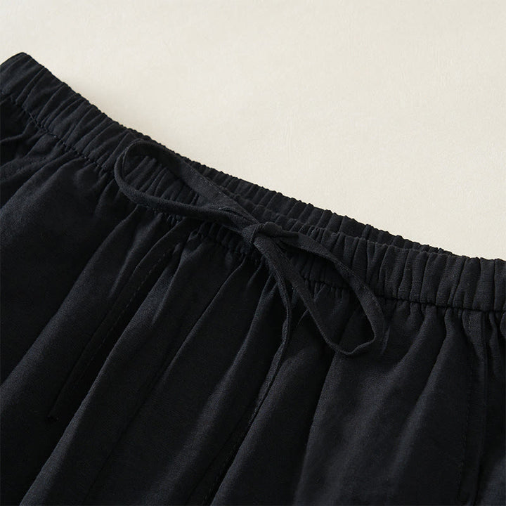 Buddha Stones Pantaloni da donna a gamba larga con coulisse e tasche, dal design semplice. - image 9