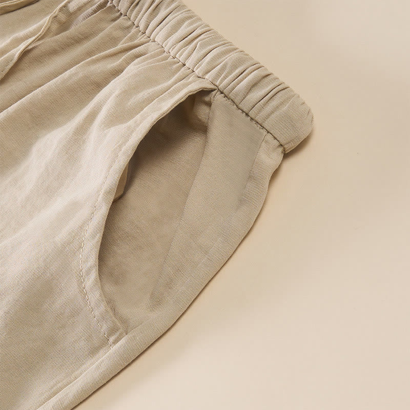 Buddha Stones Pantaloni da donna a gamba larga con coulisse e tasche, dal design semplice. - image 16