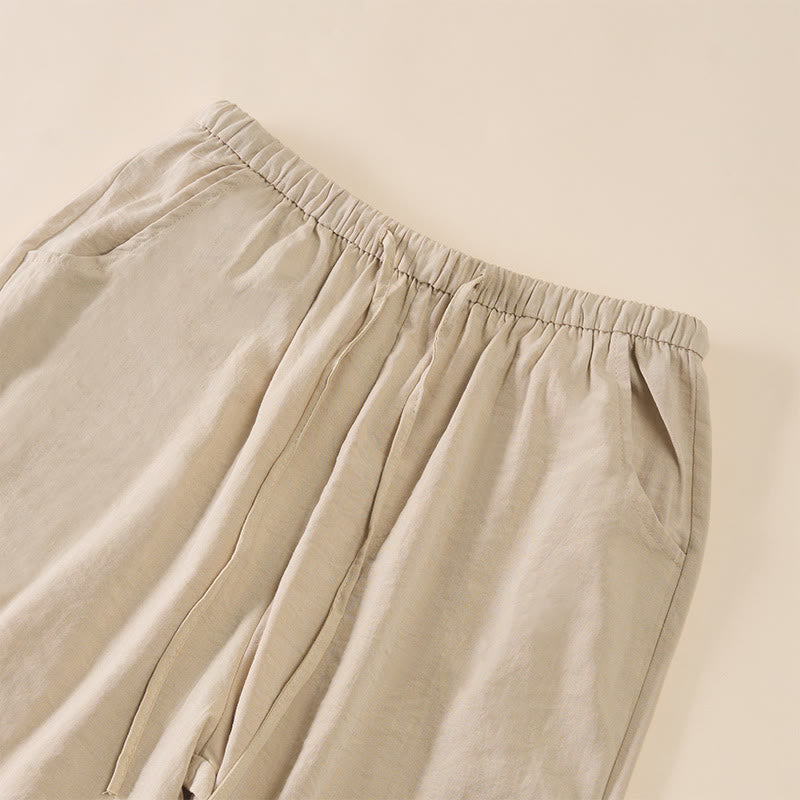 Buddha Stones Pantaloni da donna a gamba larga con coulisse e tasche, dal design semplice. - image 15