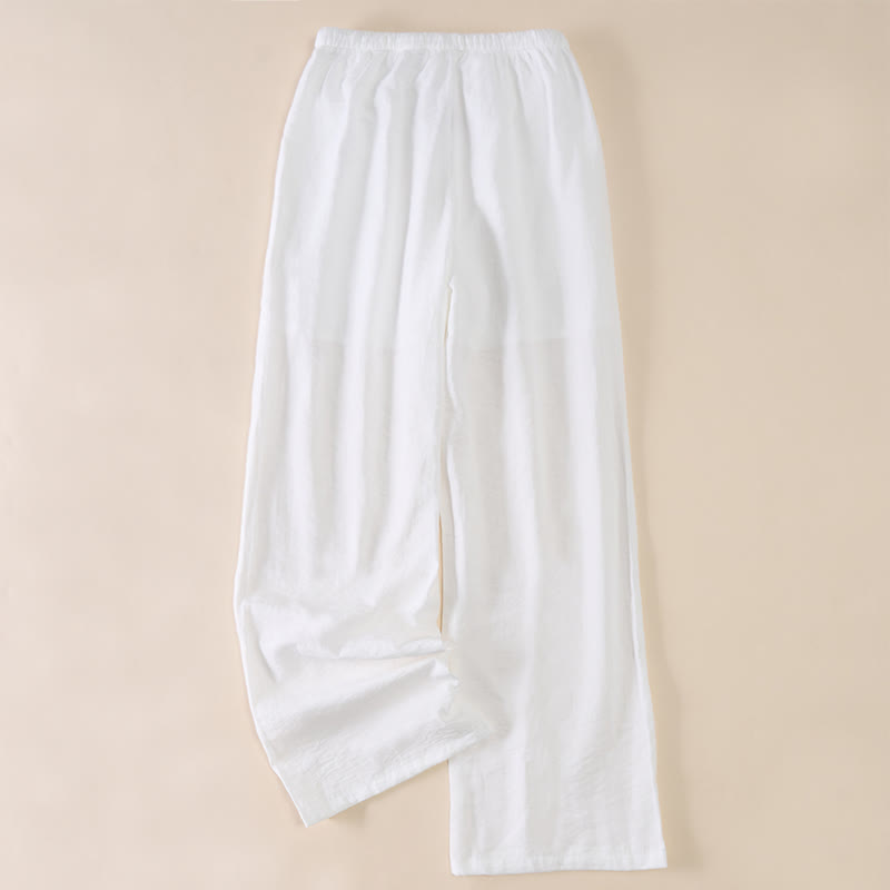 Buddha Stones Pantaloni da donna a gamba larga con coulisse e tasche, dal design semplice. - image 19