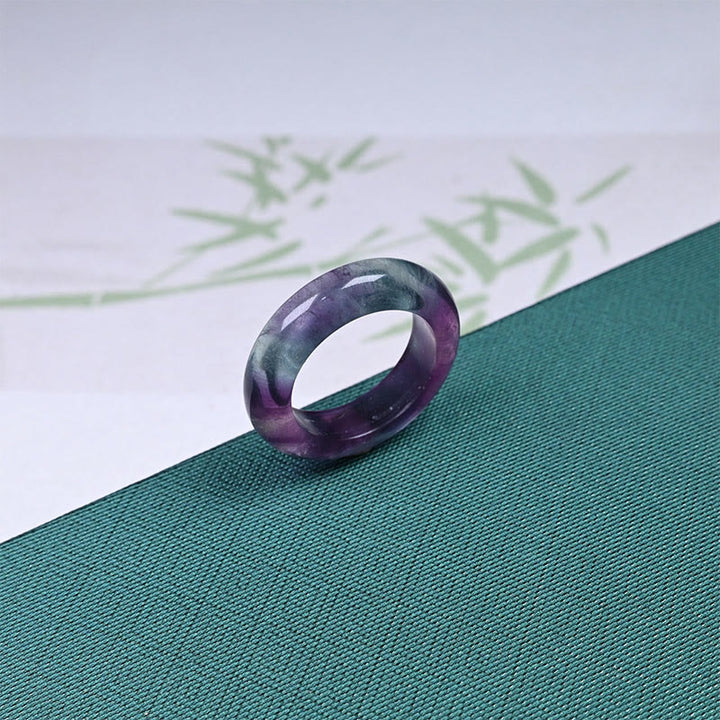 Anello di protezione in fluorite naturale Buddha Stones - Fluorite - 20 mm - image 1