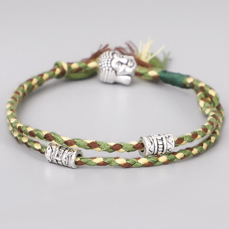 Braccialetto di corda della serenità con testa Buddha Stones - Verde - image 3