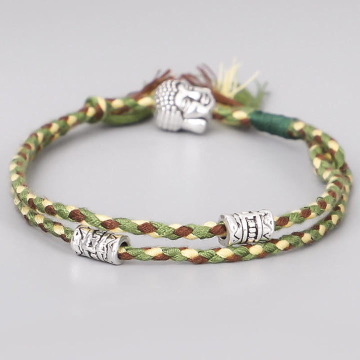 Braccialetto di corda della serenità con testa Buddha Stones - Verde - image 3