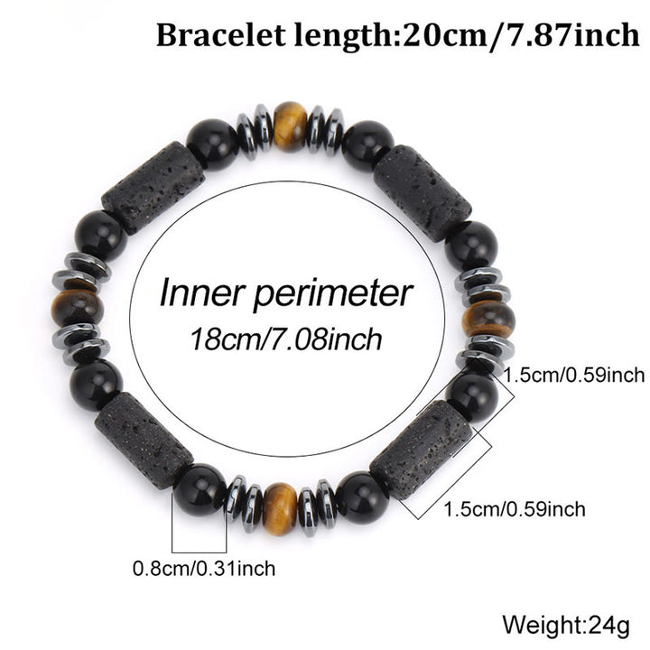 Buddha Stones Bracciale potente in ossidiana occhio di tigre naturale, ematite e pietra lavica - image 10