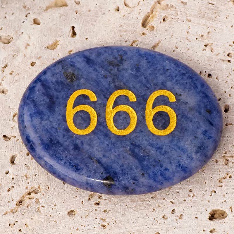 Buddha Stones Numeri angelici Cristallo bianco Diaspro rosso Cristallo rosa Avventurina verde Pietra da palma per meditazione - Numero angelico 666 e sodalite 4,5*3,5*0,7 cm - image 20