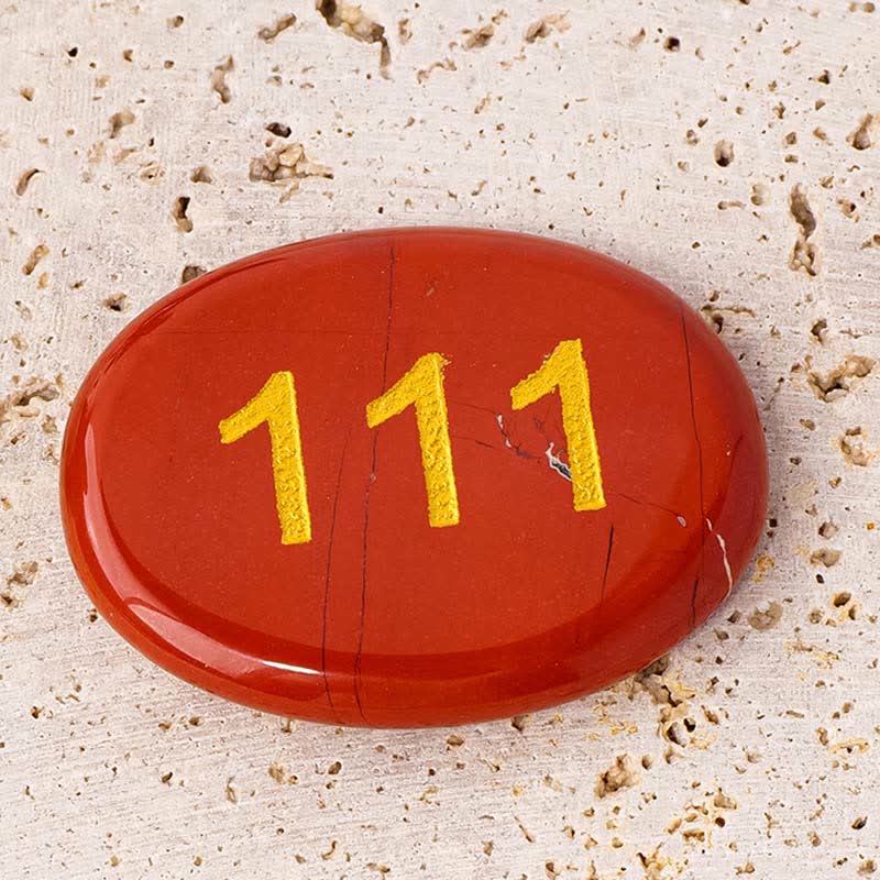 Buddha Stones Numeri angelici Cristallo bianco Diaspro rosso Cristallo rosa Avventurina verde Pietra da palma per meditazione - Numero angelico 111 e diaspro rosso 4,5*3,5*0,7 cm - image 4