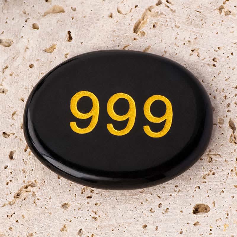 Buddha Stones Numeri angelici Cristallo bianco Diaspro rosso Cristallo rosa Avventurina verde Pietra da palma per meditazione - Numero angelico 999 e ossidiana nera 4,5*3,5*0,7 cm - image 29