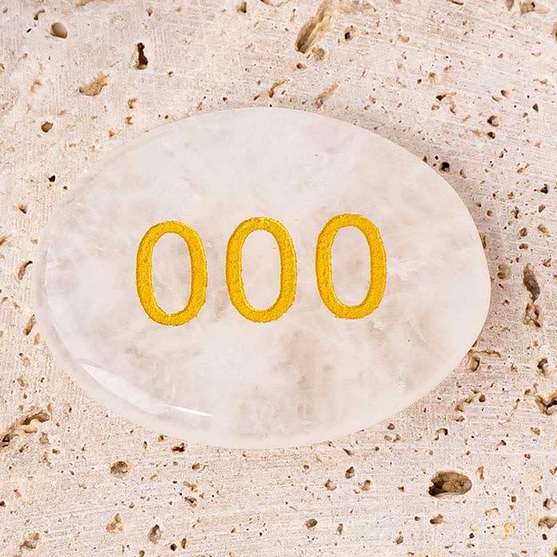 Buddha Stones Numeri angelici Cristallo bianco Diaspro rosso Cristallo rosa Avventurina verde Pietra da palma per meditazione - Numero angelo 000 e cristallo bianco 4,5*3,5*0,7 cm - image 1