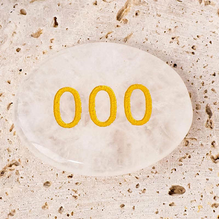Buddha Stones Numeri angelici Cristallo bianco Diaspro rosso Cristallo rosa Avventurina verde Pietra da palma per meditazione - Numero angelo 000 e cristallo bianco 4,5*3,5*0,7 cm - image 1