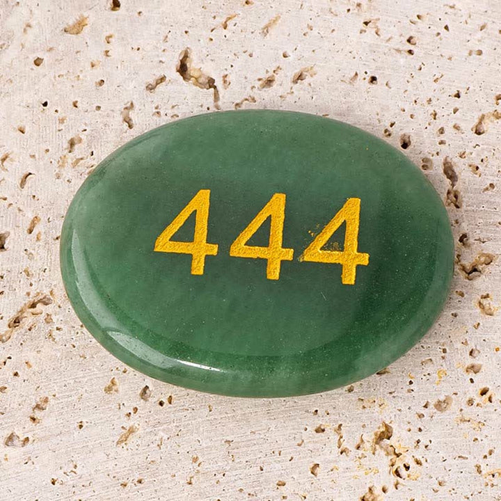 Buddha Stones Numeri angelici Cristallo bianco Diaspro rosso Cristallo rosa Avventurina verde Pietra da palma per meditazione - Numero angelico 444 e avventurina verde 4,5*3,5*0,7 cm - image 14