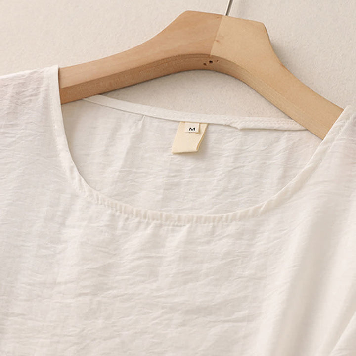 Buddha Stones T-shirt da donna a maniche corte a sbuffo con design a rana e bottoni a forma di rana, tinta unita. - image 8