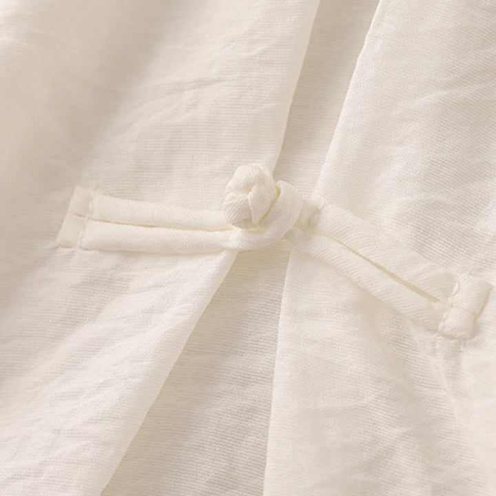 Buddha Stones T-shirt da donna a maniche corte a sbuffo con design a rana e bottoni a forma di rana, tinta unita. - image 13