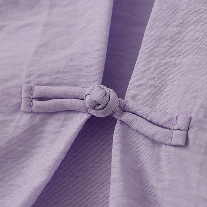 Buddha Stones T-shirt da donna a maniche corte a sbuffo con design a rana e bottoni a forma di rana, tinta unita. - image 16