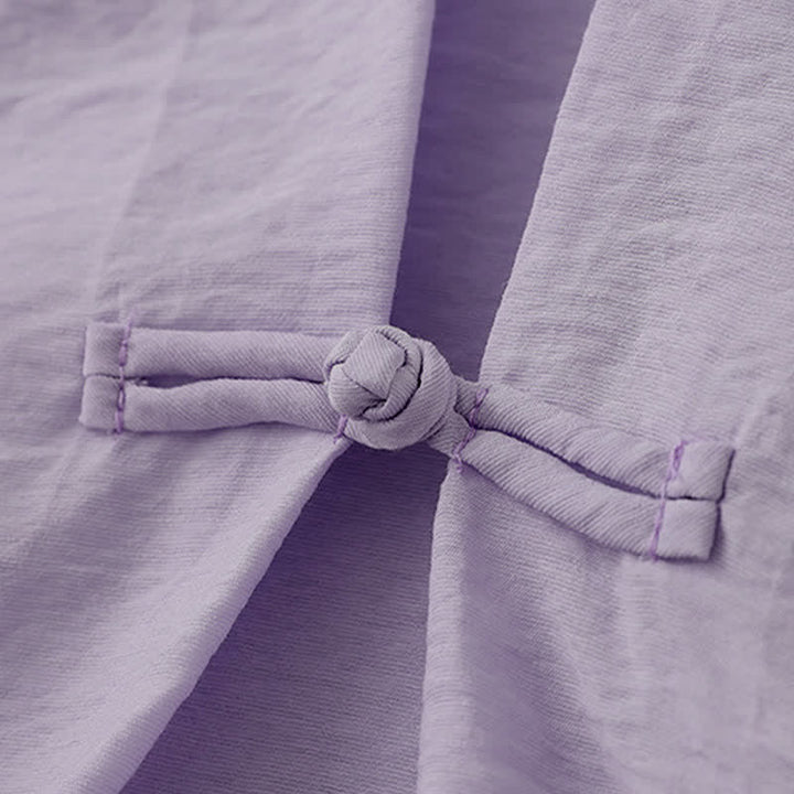 Buddha Stones T-shirt da donna a maniche corte a sbuffo con design a rana e bottoni a forma di rana, tinta unita. - image 16