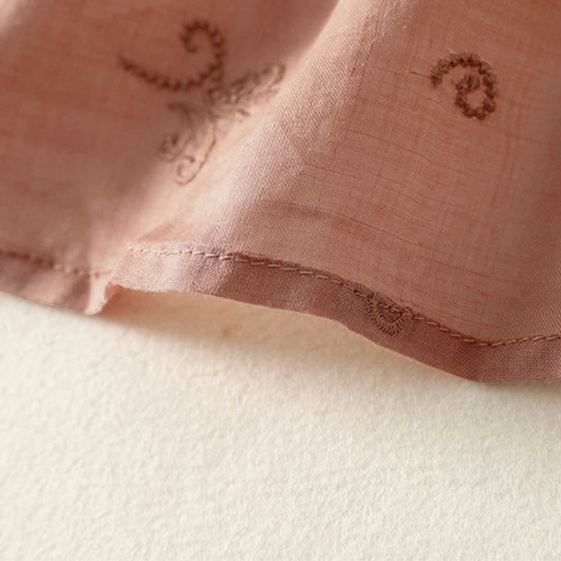 Buddha Stones Camicia da donna a maniche corte con bottoni e ricami floreali in stile retrò. - image 11